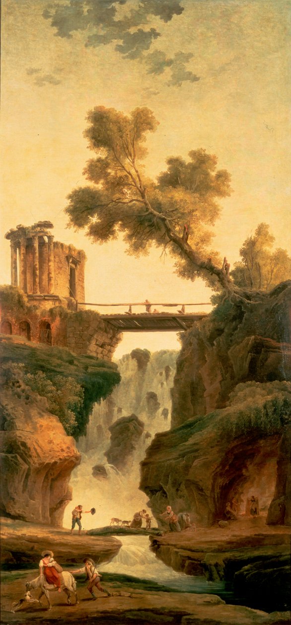 Krajina s vodopádem od Hubert Robert