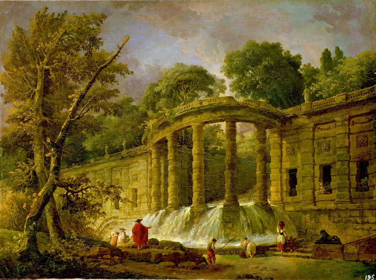 Pavilon s kaskádou, 1760 od Hubert Robert