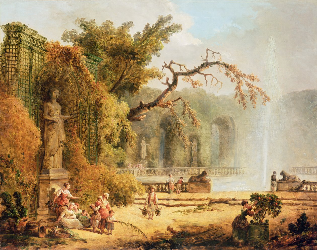 Romantická zahradní scéna od Hubert Robert