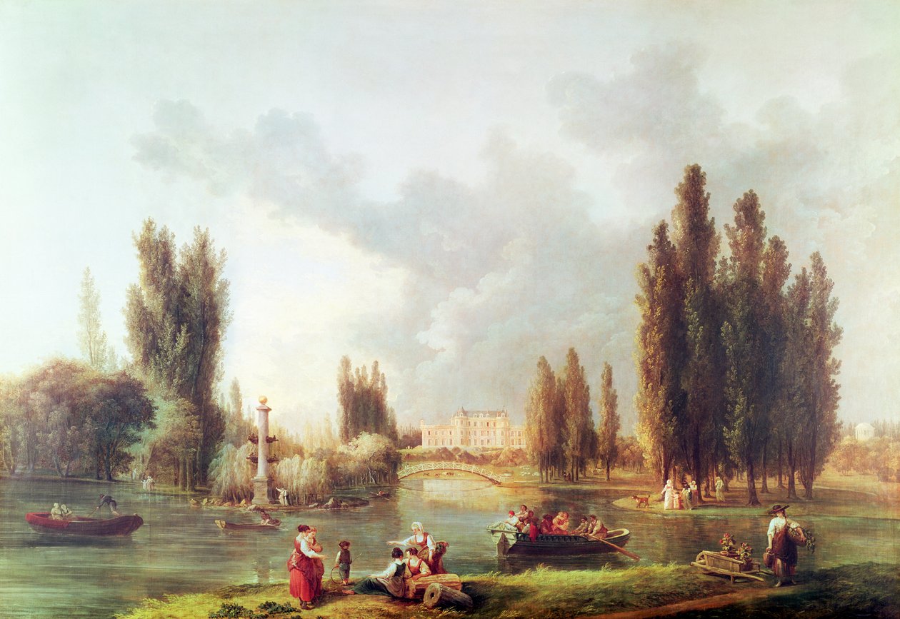 Park a zámek v Mereville od Hubert Robert