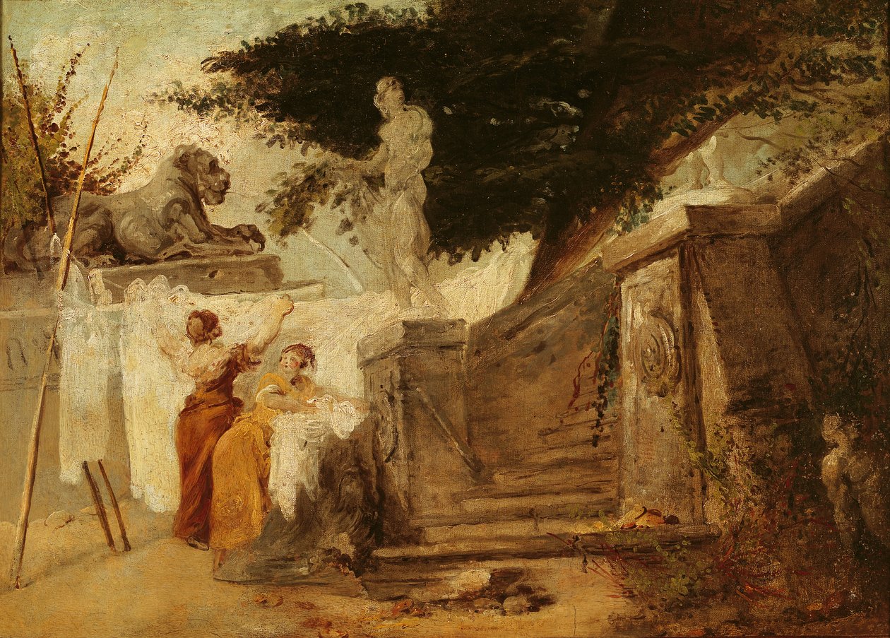 Pračky v zahradě, kolem 1756-61 od Hubert Robert