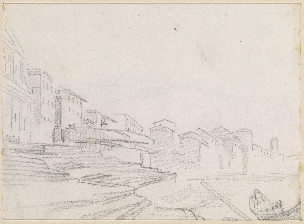 Budovy podél řeky [verso] od Hubert Robert
