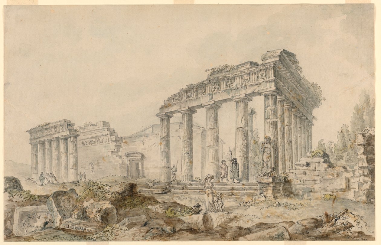 Chrám Minervy, Atény, Řecko od Hubert Robert