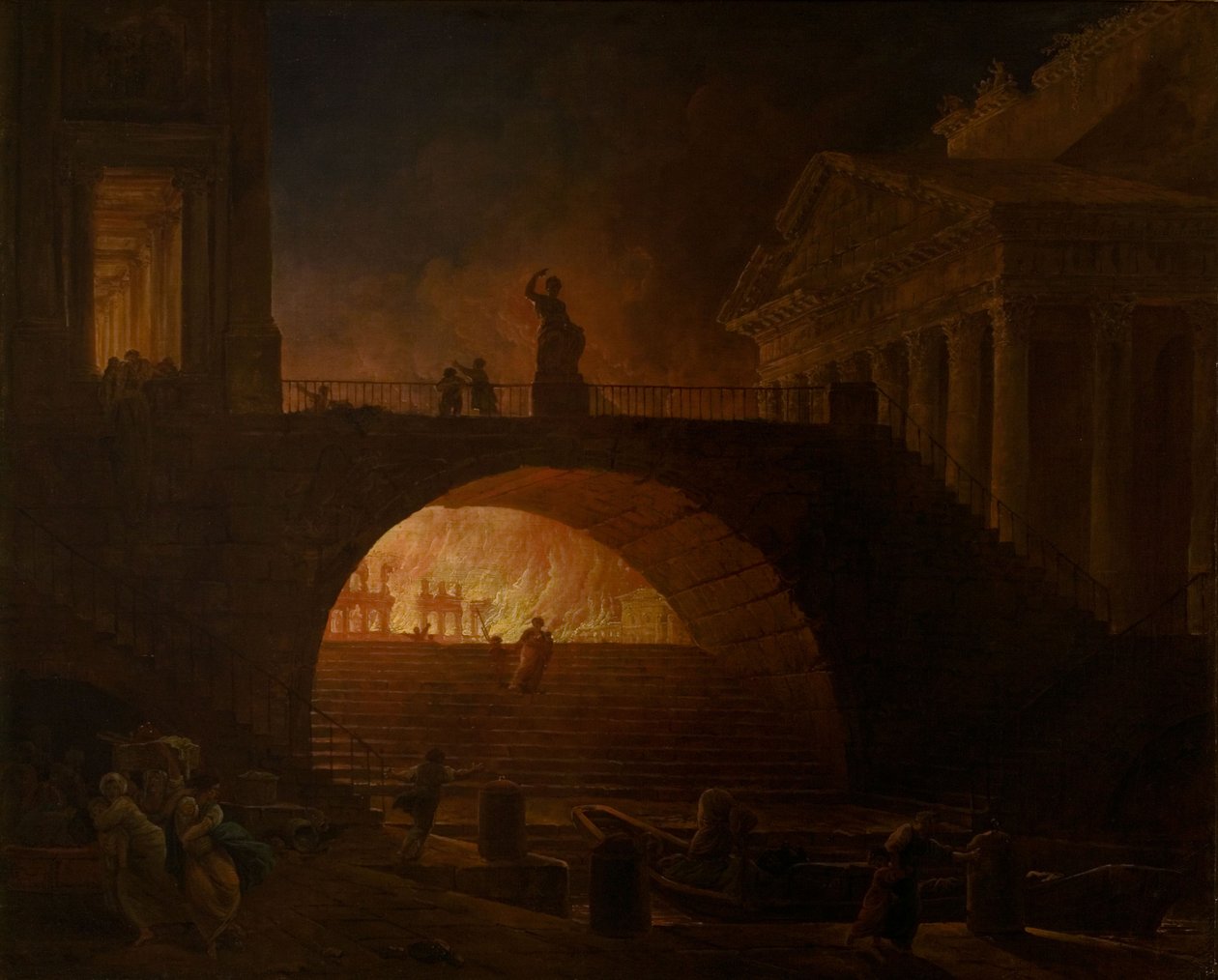Spálení Říma od Hubert Robert
