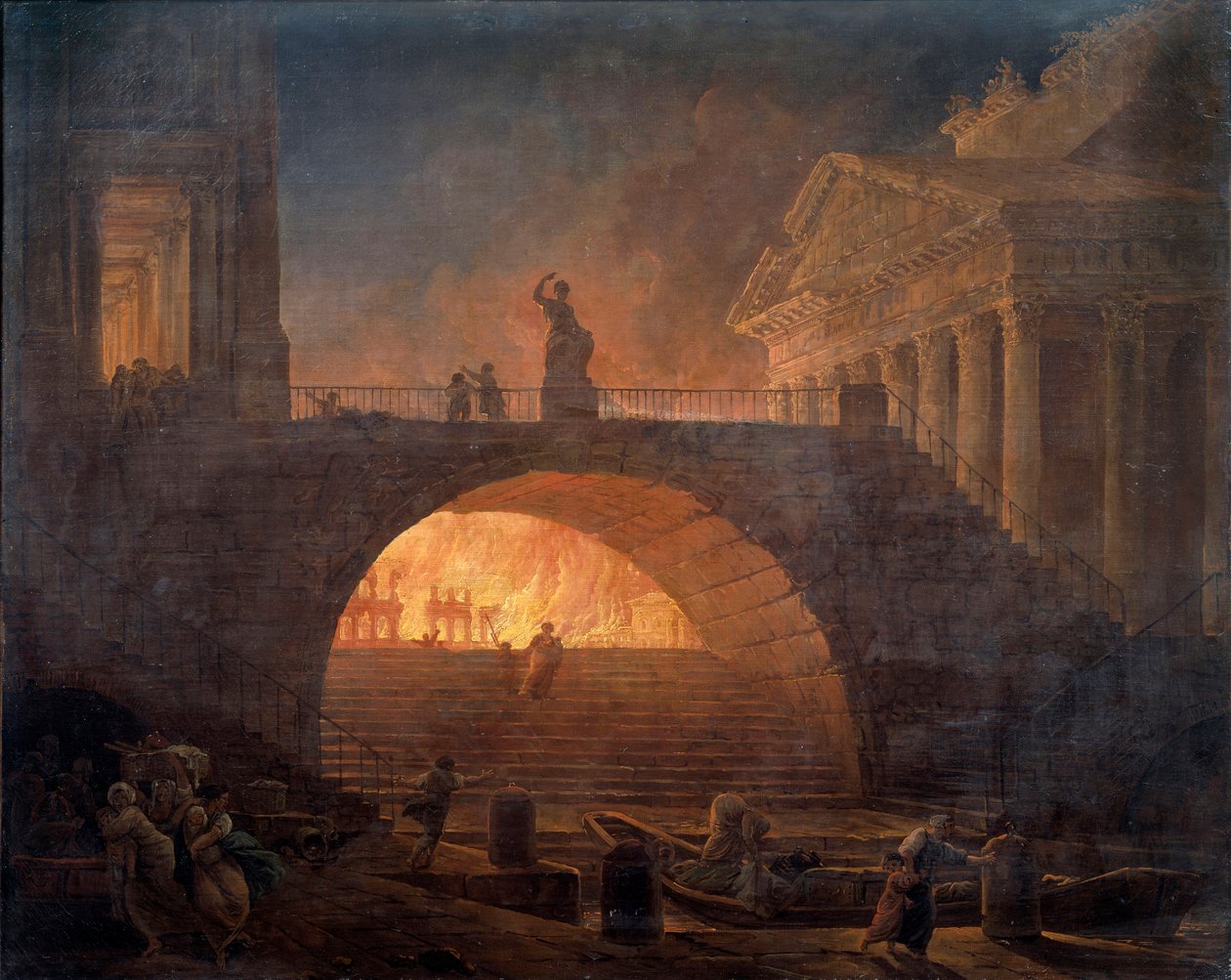 Požár Říma od Hubert Robert