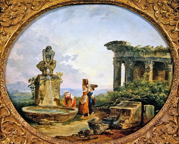 Fontána (olej na plátně) od Hubert Robert