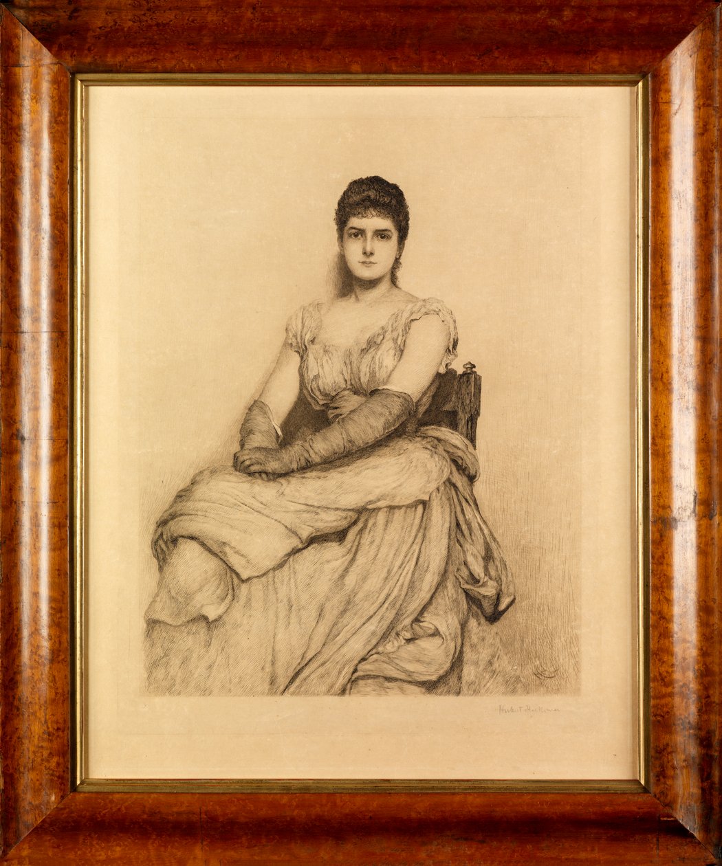 Dáma v bílém (slečna Grantová) (lept) od Hubert von Herkomer
