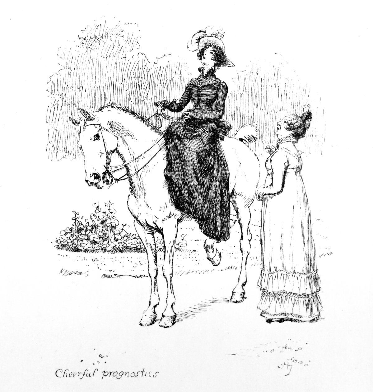 „Veselá prognostika“, ilustrace z „Pýchy a předsudku“ od Jane Austenové, vydání vydané v roce 1894 od Hugh Thomson
