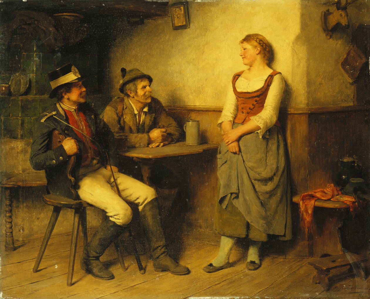 A Conservation in the Tavern, 1891 od Hugo Kauffmann