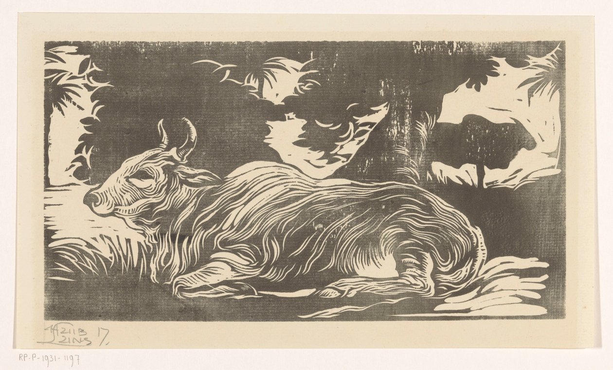 Ležící zebu od Huib Luns (signed by artist)