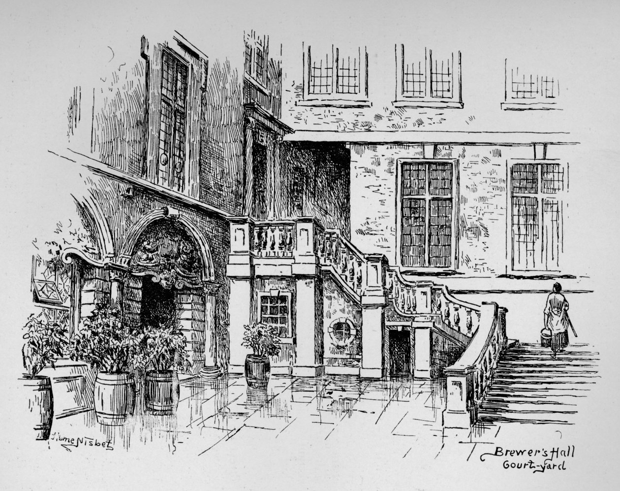 Brewers Hall Courtyard, 1890 od Hume Nisbet