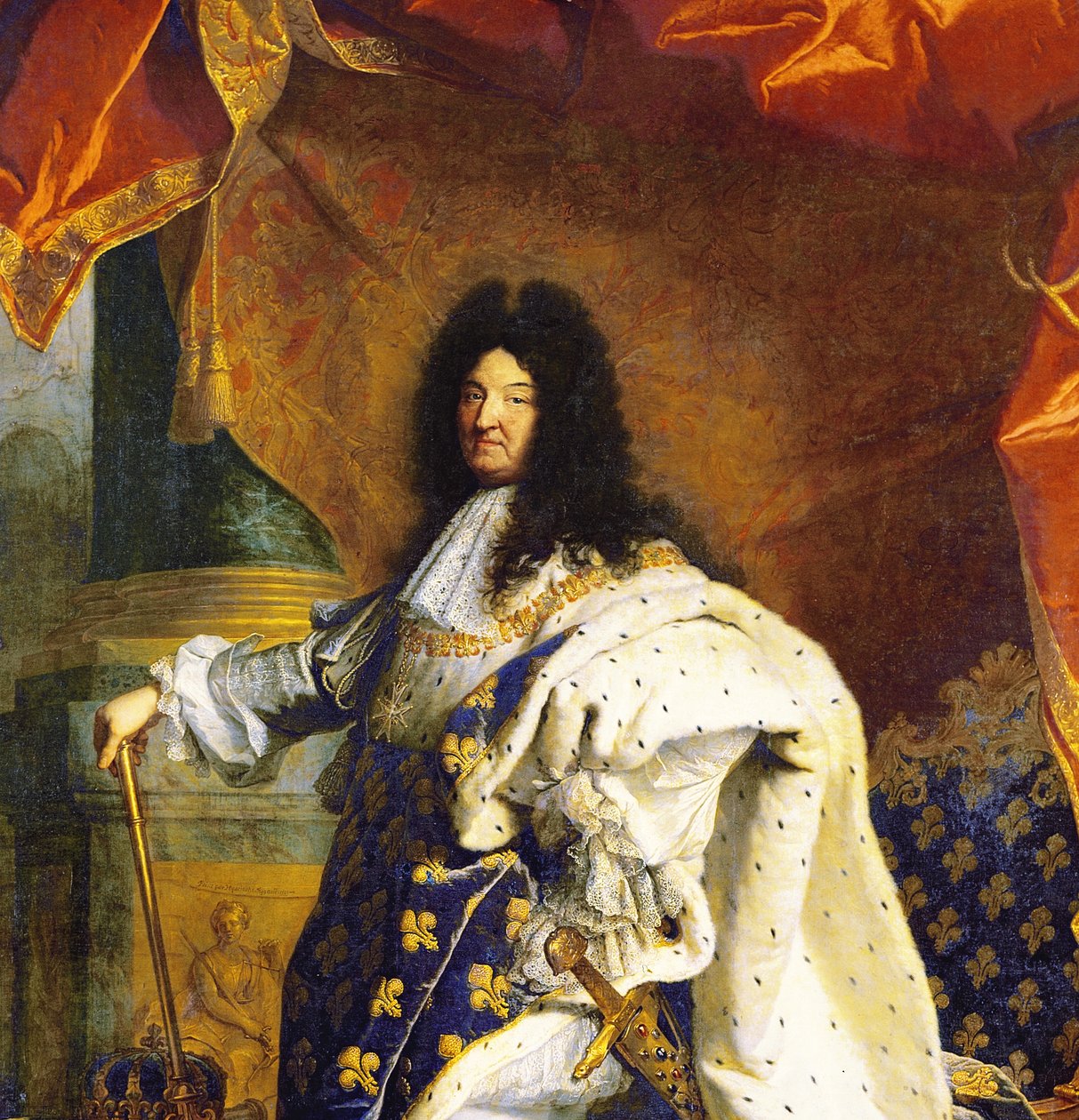Louis XIV v královském kostýmu, 1701 (detail 59867) od Hyacinthe Francois Rigaud