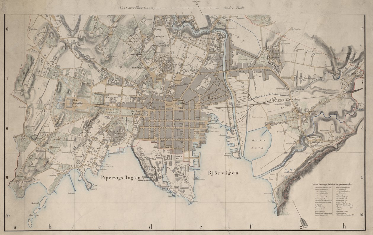 Mapa byla publikována v roce (1861) a ukazuje Christiania od I.W.G. Næser