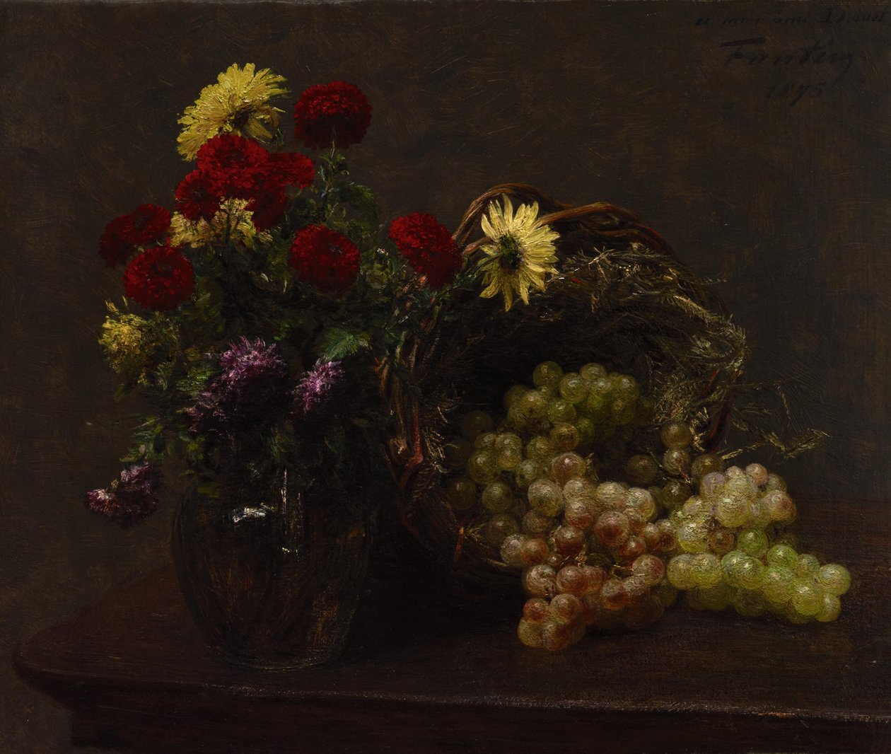 Květiny a hrozny od Ignace Henri Jean Fantin Latour