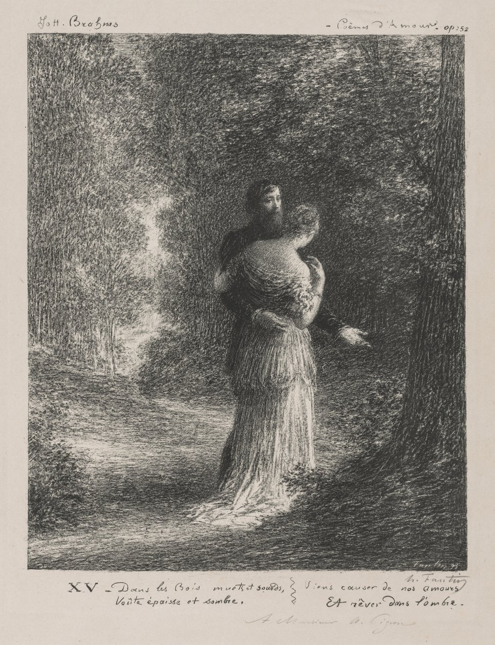 Milostné básně od Brahmse. od Ignace Henri Jean Fantin Latour