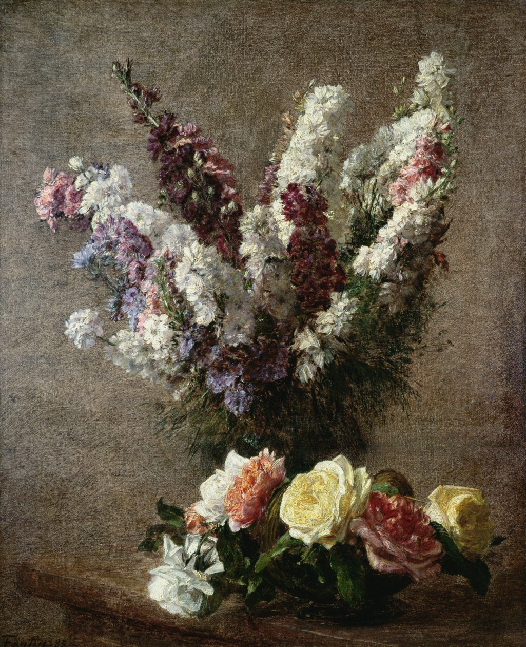 Roses and Larkspur, 1885 od Ignace Henri Jean Fantin Latour