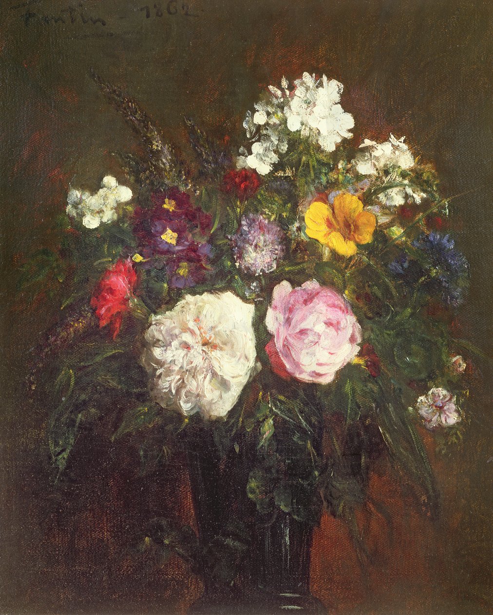 Růže a Phlox, 1862 od Ignace Henri Jean Fantin Latour