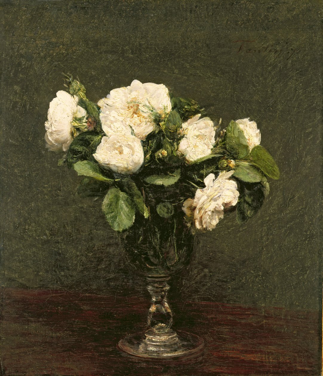 Bílé růže, 1875 od Ignace Henri Jean Fantin Latour
