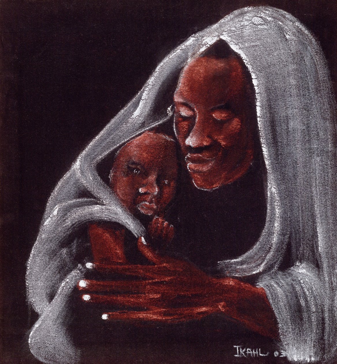 Otec a syn, 2003 (olej na semiši) od Ikahl Beckford