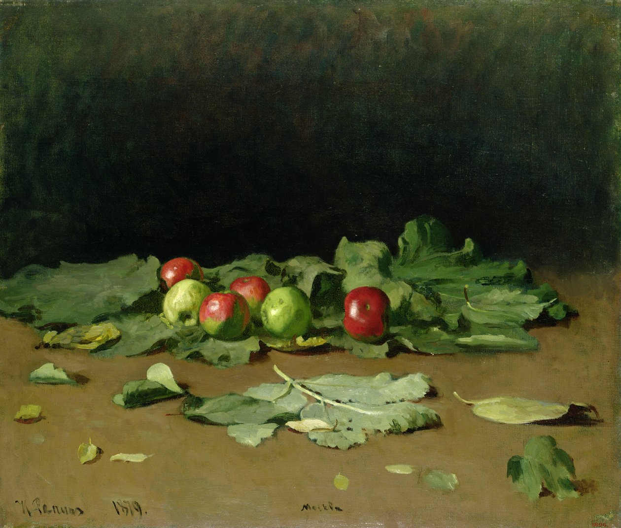 Zátiší s jablky a listy, 1879 od Ilya Efimovich Repin