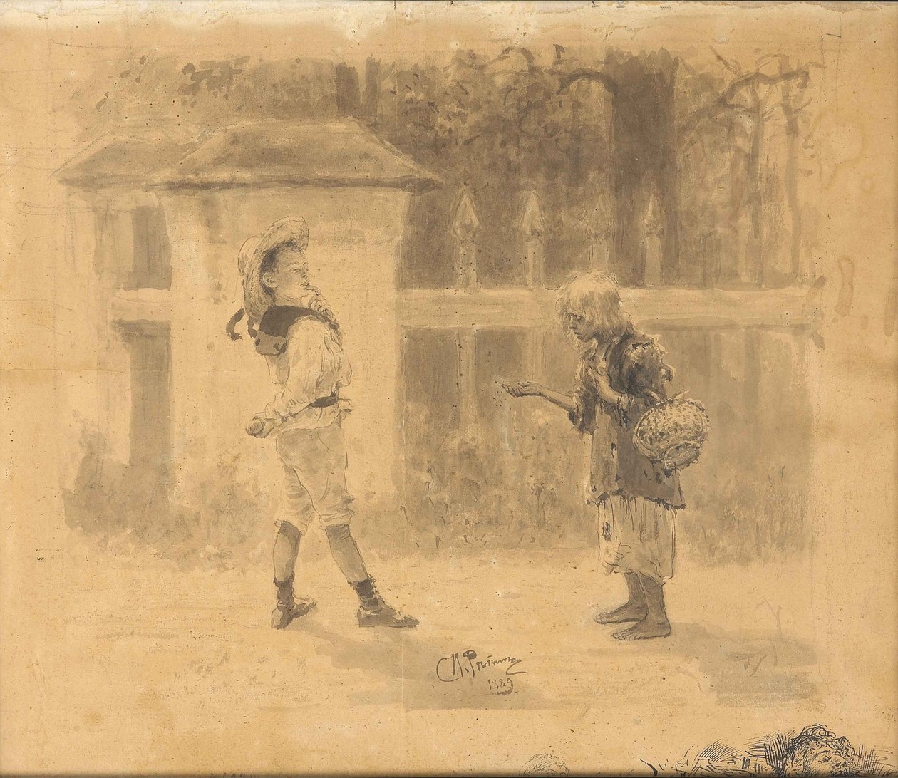 Dívka žebrající, 1889 od Ilya Efimovich Repin