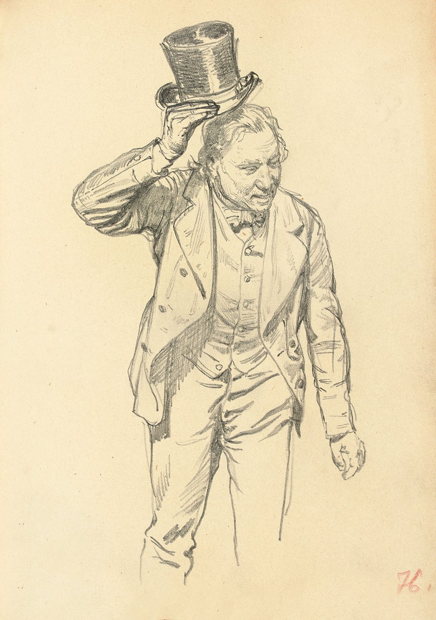 Muž sklápějící klobouk, c. 1872-1875 od Ilya Efimovich Repin