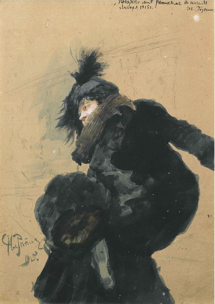 Žena v kožichu, 1915 od Ilya Efimovich Repin