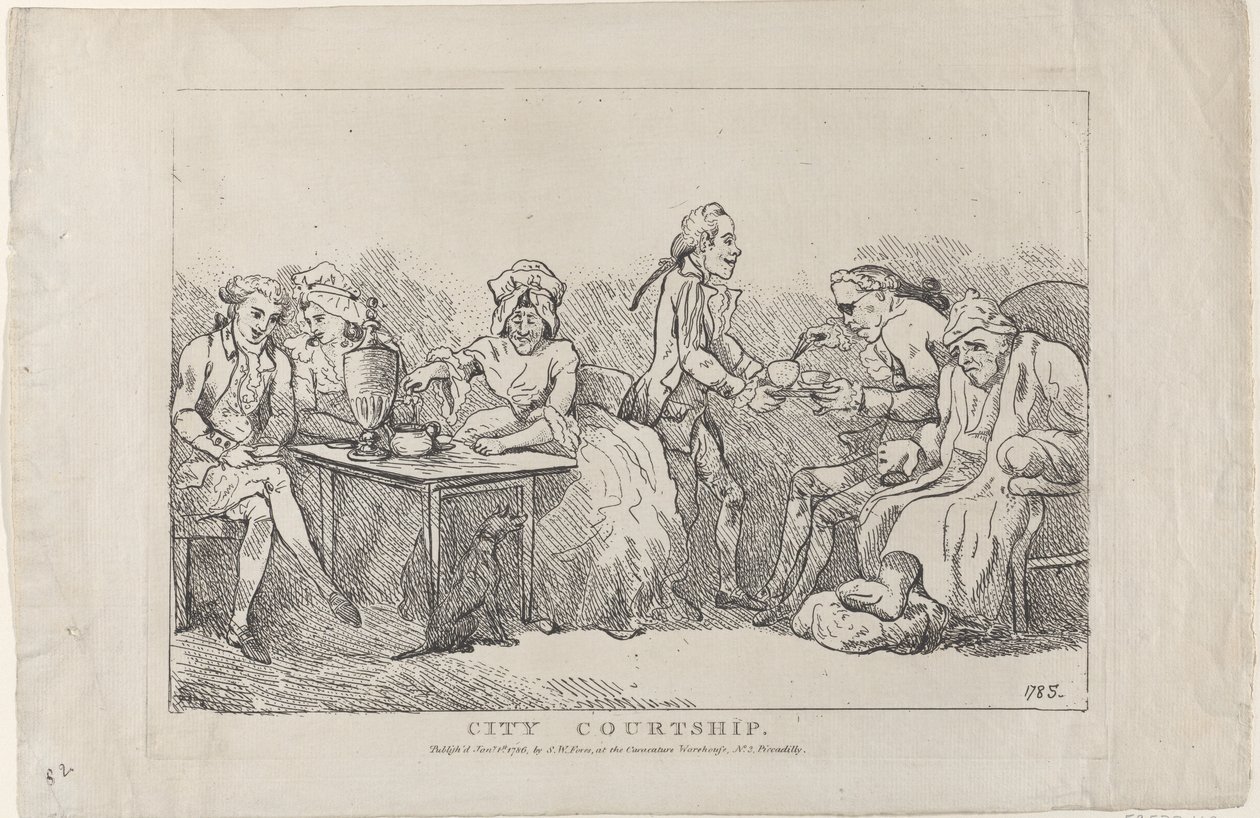 Městské námluvy, 1786., 1786. od Imitator of Thomas Rowlandson.