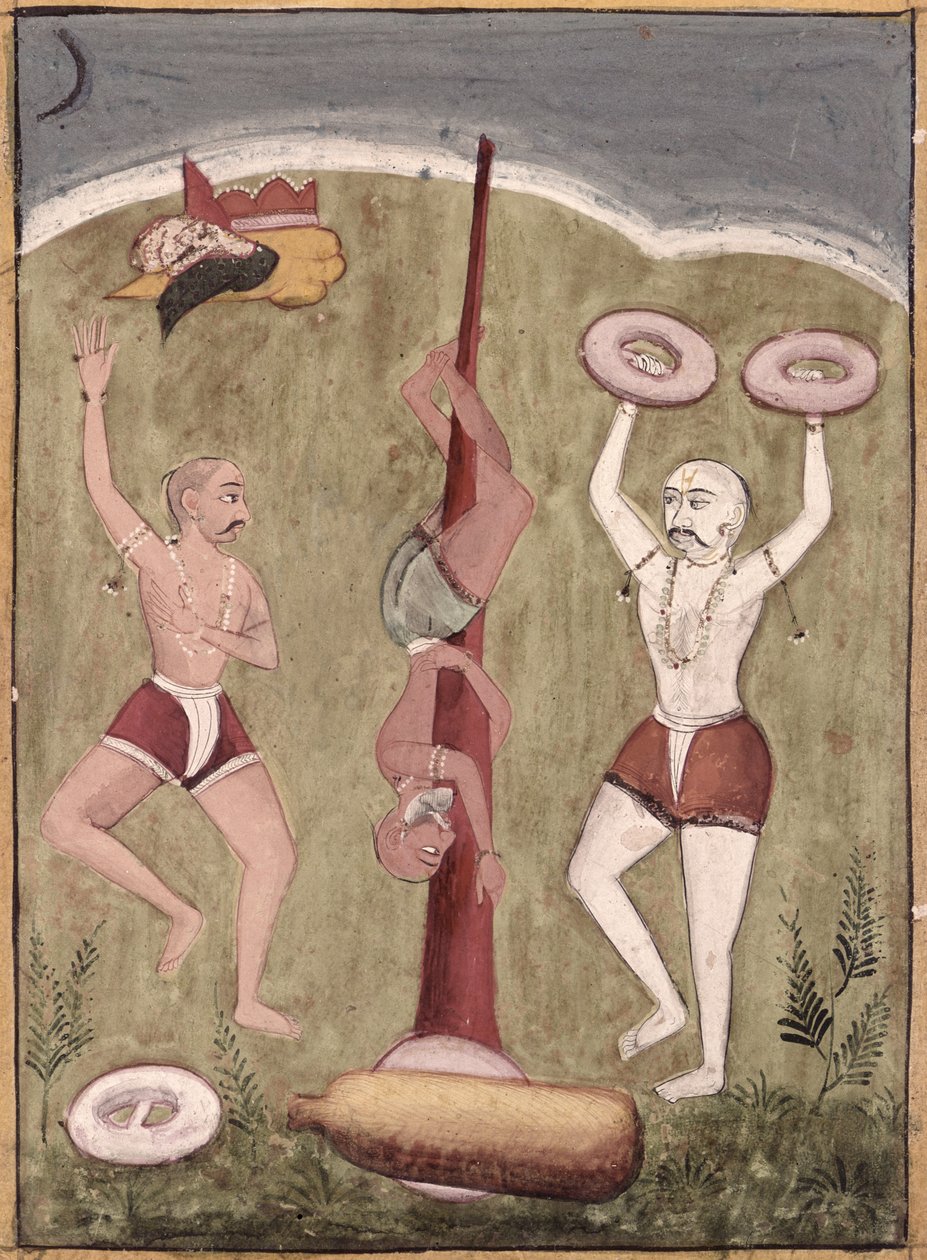 Akrobati předvádějící fyzické výkony od Indian School