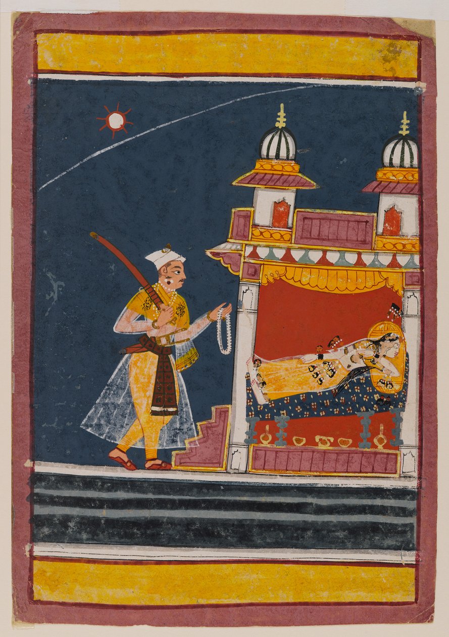 Lalita Ragini, cca 1650 (wc a zlato na papíře) od Indian School