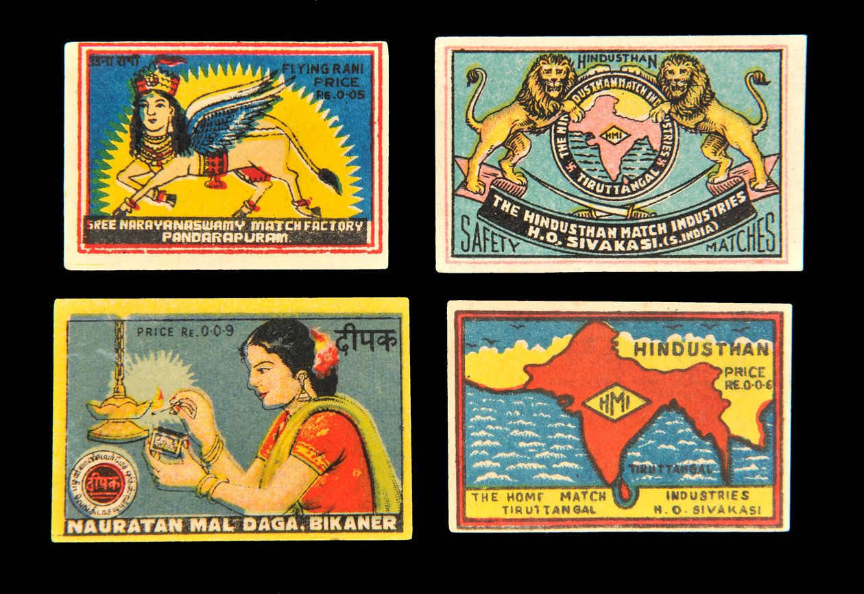Štítky od zápalek od Indian School