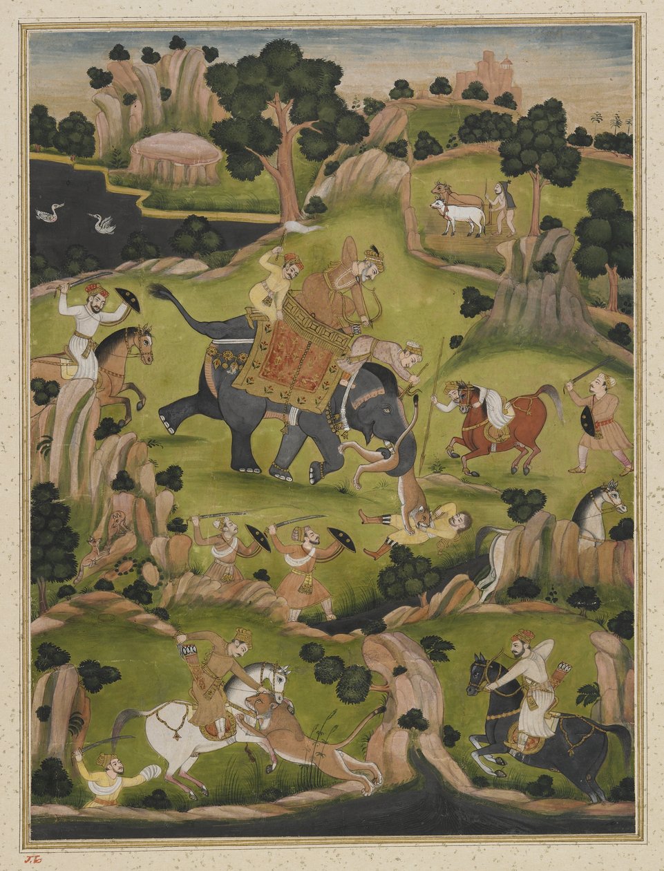 Shah Jahan lov, samostatné folio alba, kolem roku 1900 od Indian School