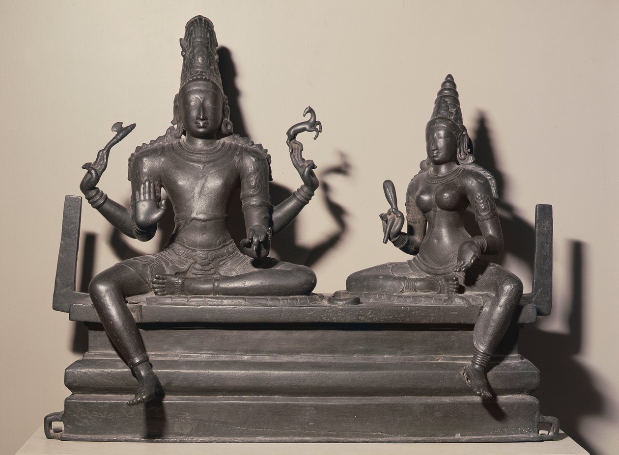 Shiva a Parvati, dynastie Chola, kolem 846 (bronz) od Indian School