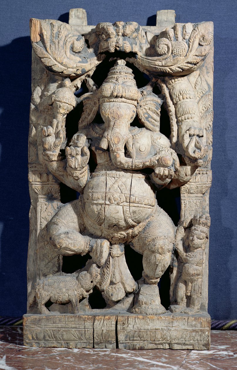 Socha trůnícího Ganéše (dřevo) od Indian School