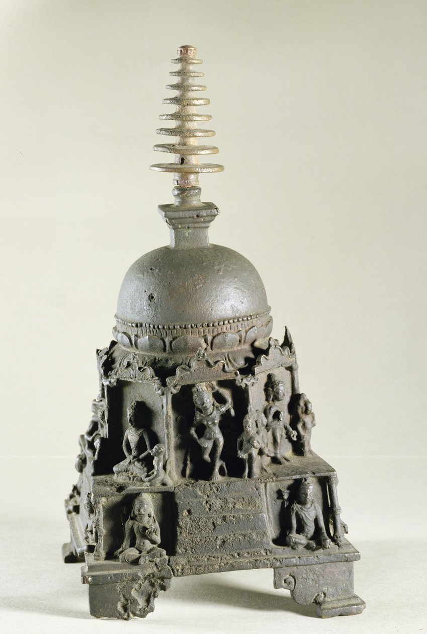 Stúpa, Pala, Nalanda, Bihar (bronz) od Indian School