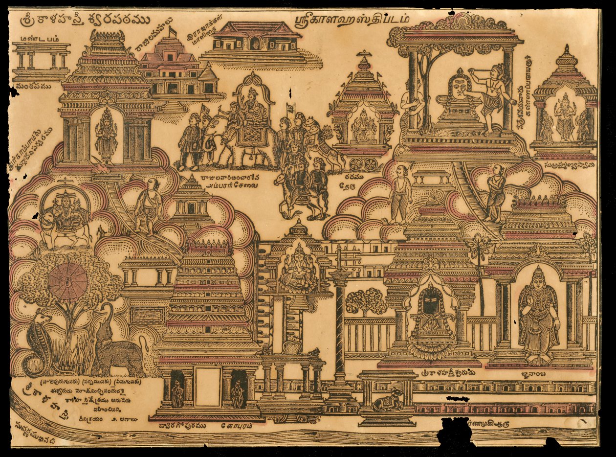 Chrámy (dřevoryt) od Indian School