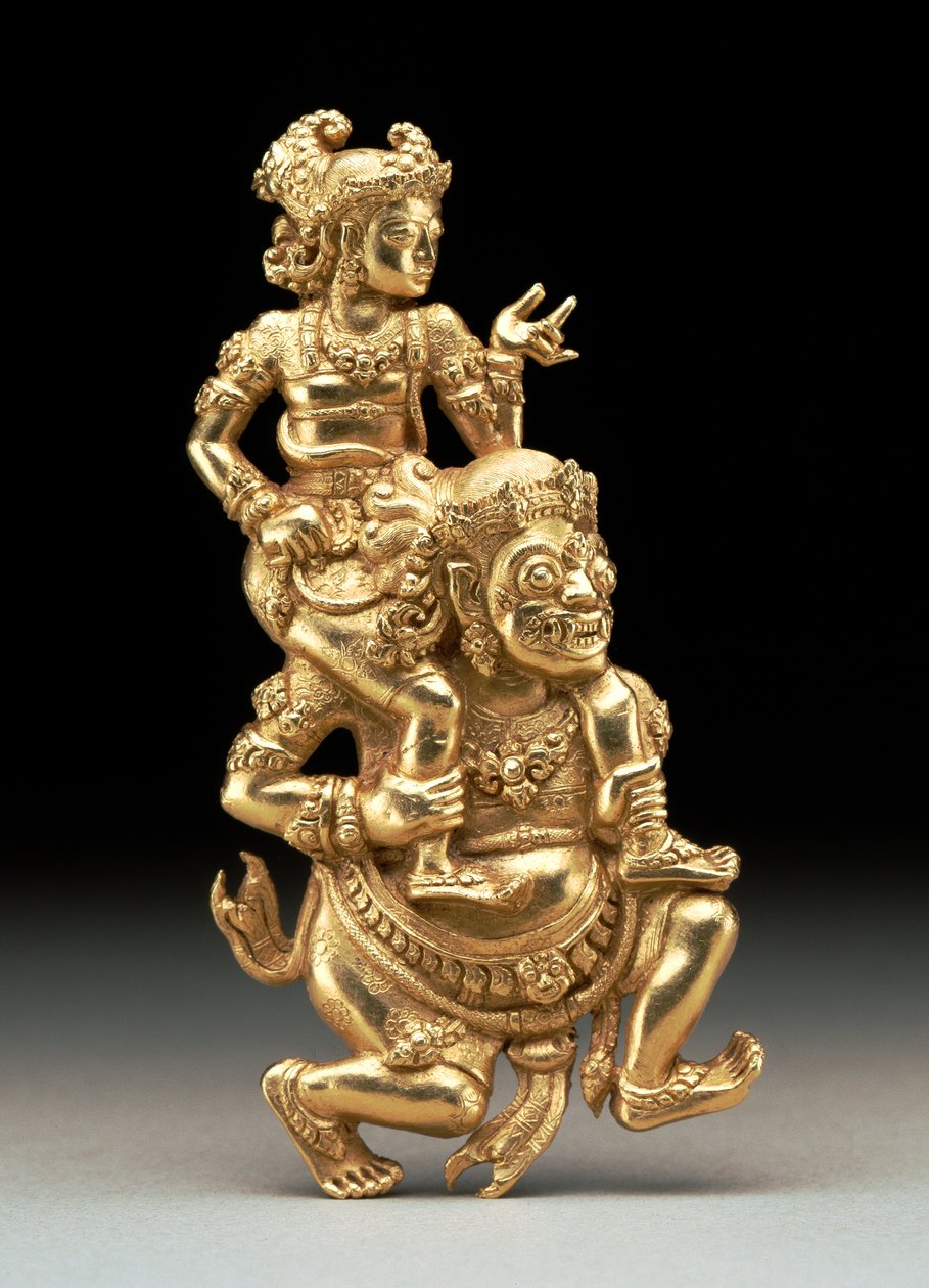 Sutasoma a Kalmasapada (repousse zlato) od Indonesian School
