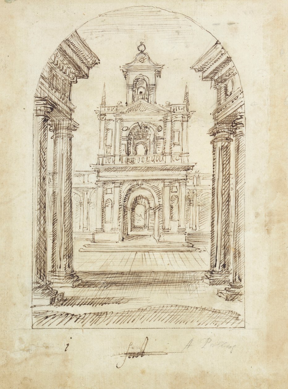 Palác (pero a inkoust na papíře) od Inigo Jones