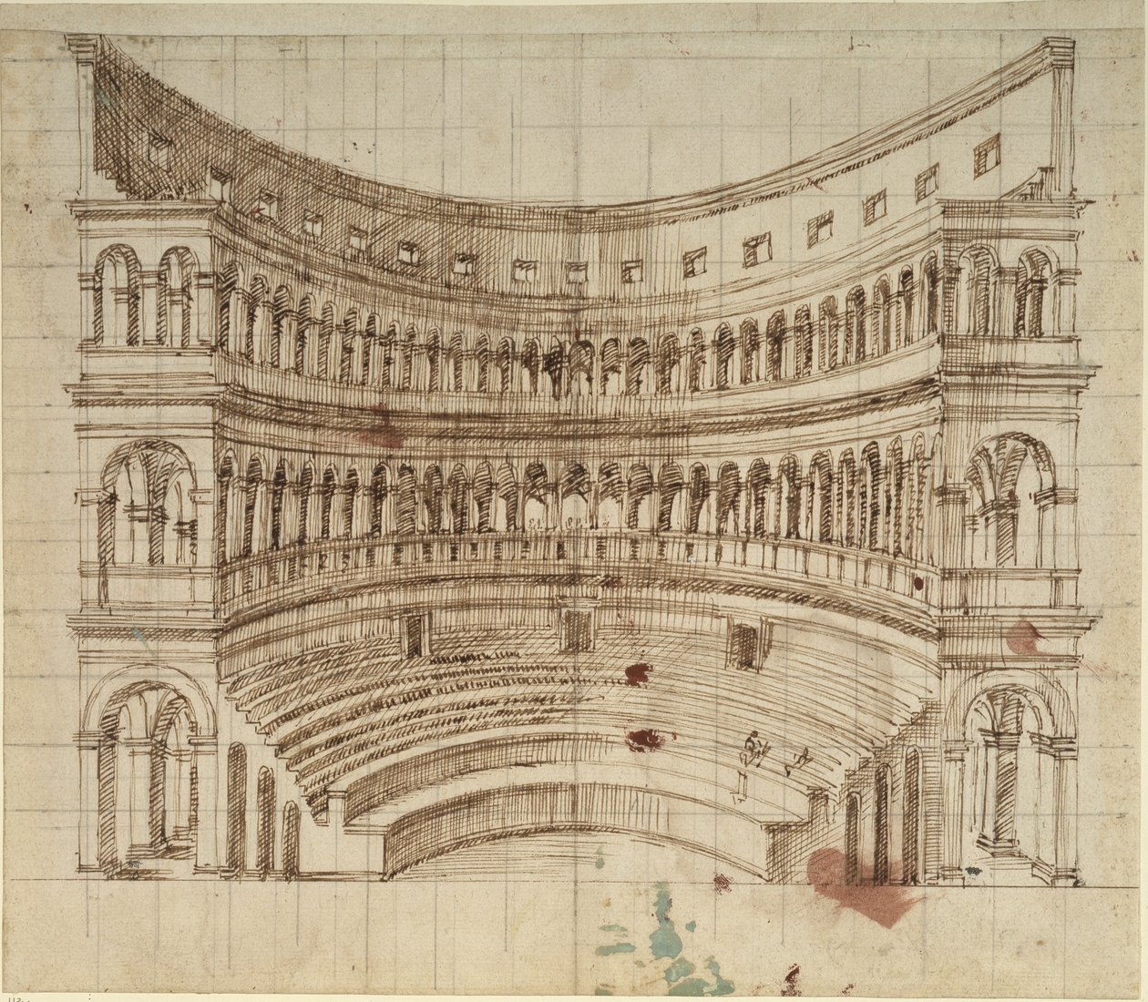 Amfiteátr (pero a inkoust na papíře) od Inigo Jones