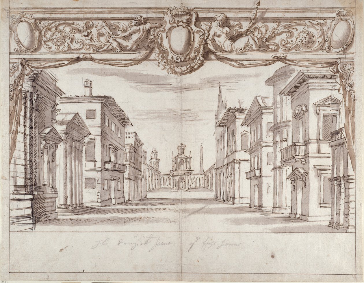 Tragická scéna (pero a inkoust na papíře) od Inigo Jones