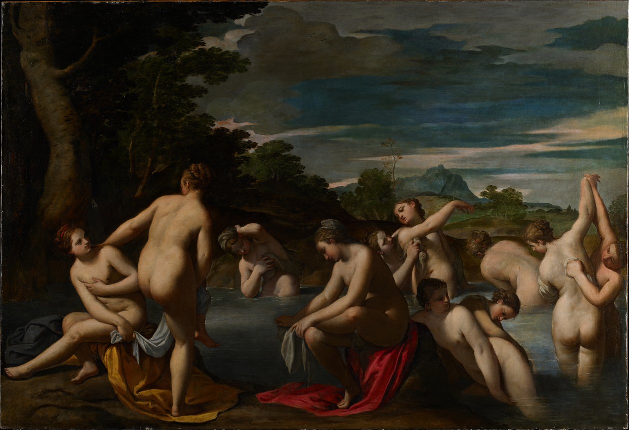 Nymfy v lázni, cca 1600 od Ippolito Scarsella