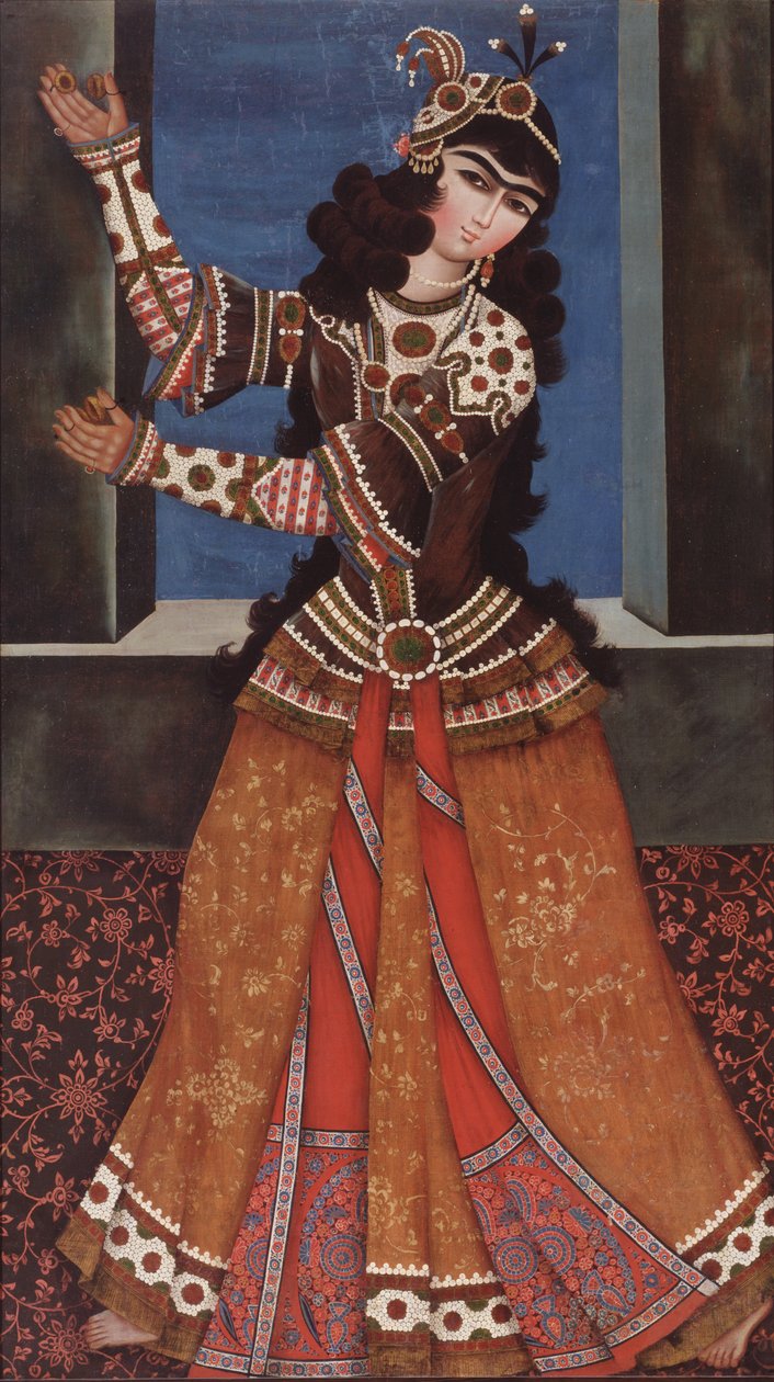 Tančící dívka s kastaněty, počátek 19. století. od Iranian Master