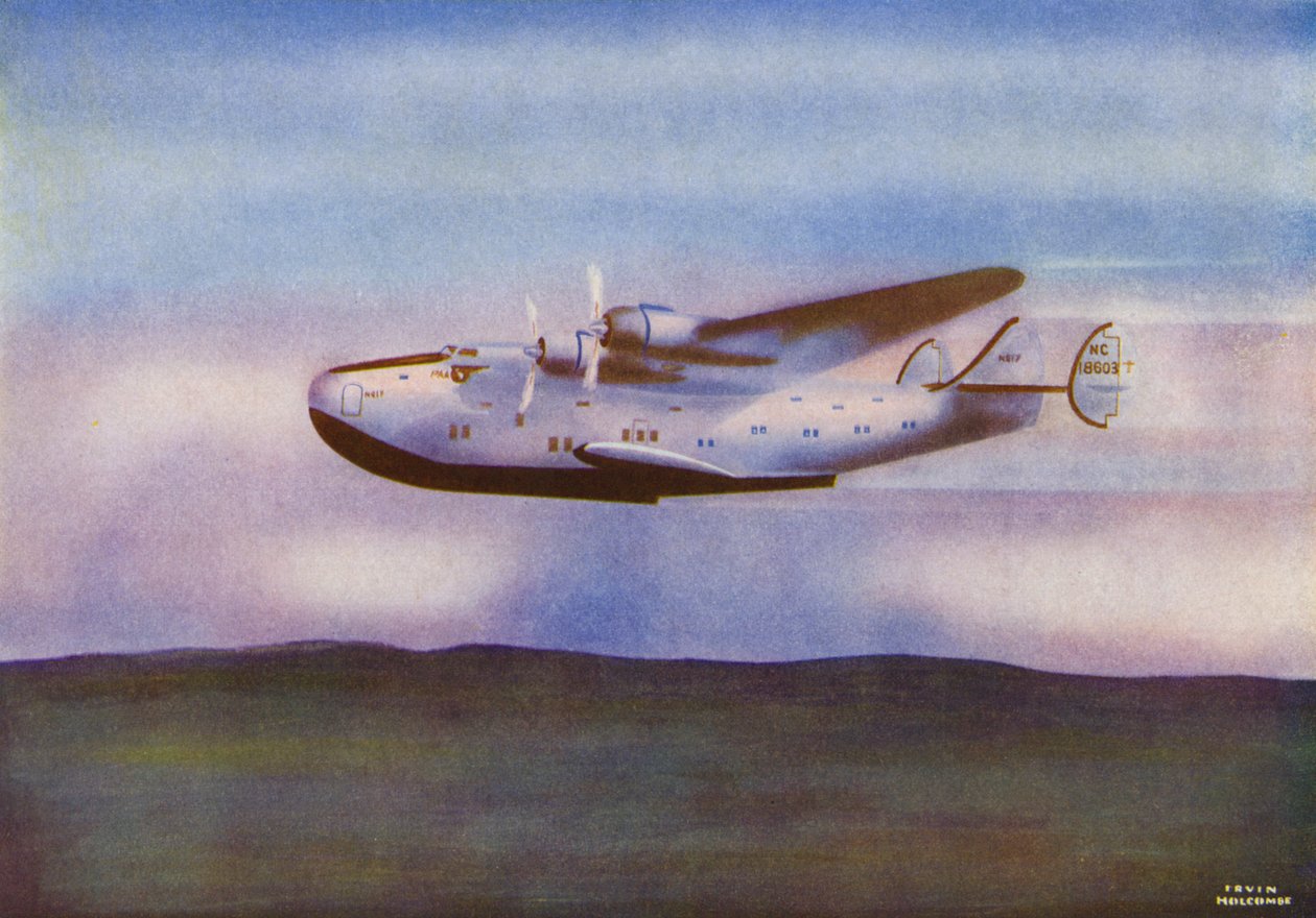 Boeing 314, Yankee Clipper (barevná litografie) od Irvin L. Holcombe
