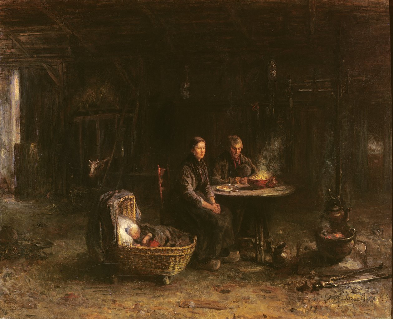 Oběd na statku v Karlshavenu u Deldenu, 1885 od Isaac Israels