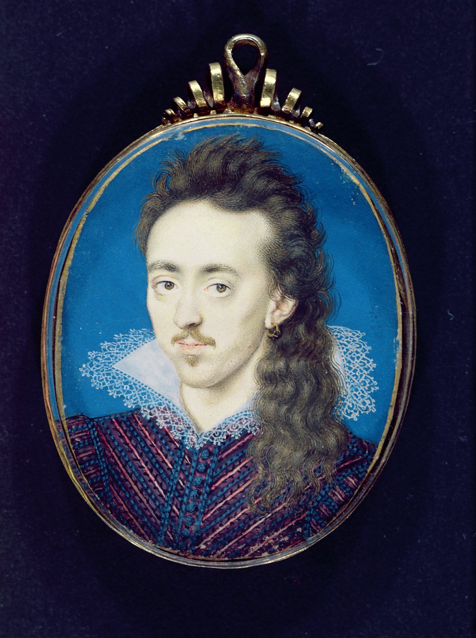 Dudley North (1581-1617) 3. baron North, 1608-10 (barva těla na pergamenu položená na kartě) od Isaac Oliver