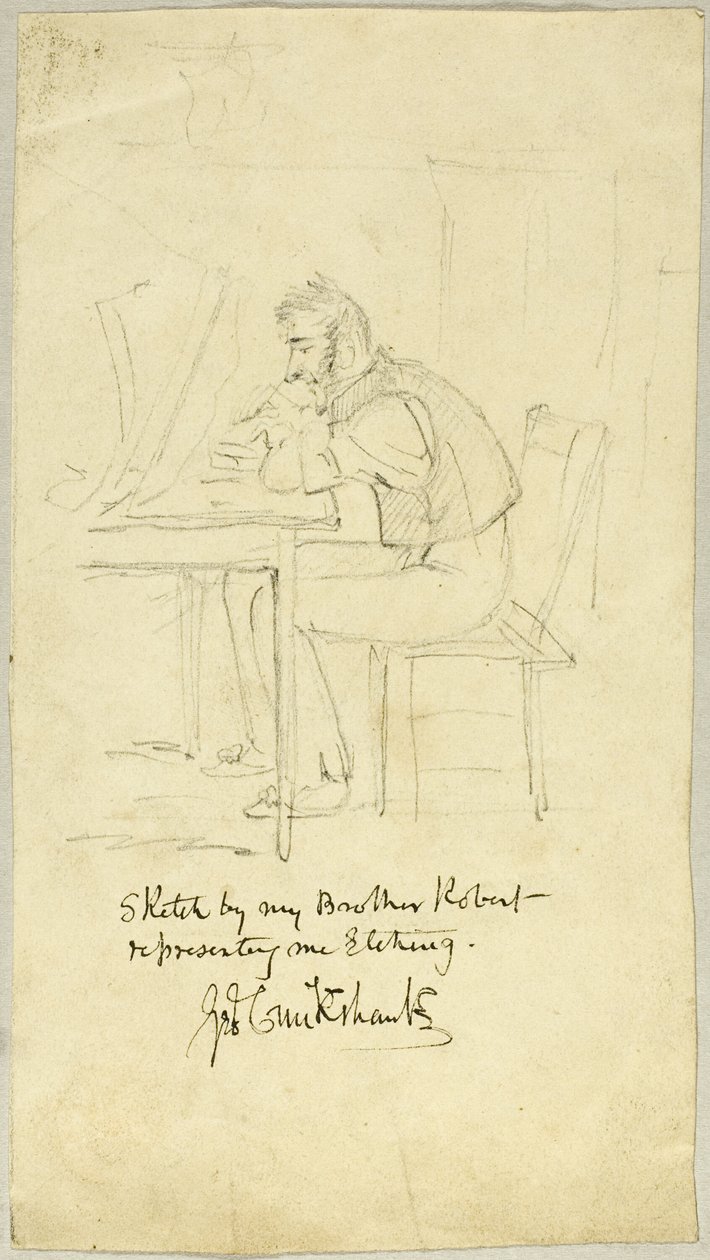 George Cruikshank dělá lept od Isaac Robert Cruikshank
