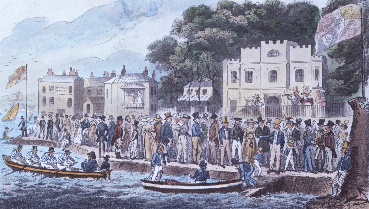 Promenáda v Cowes, 1825 od Isaac Robert Cruikshank