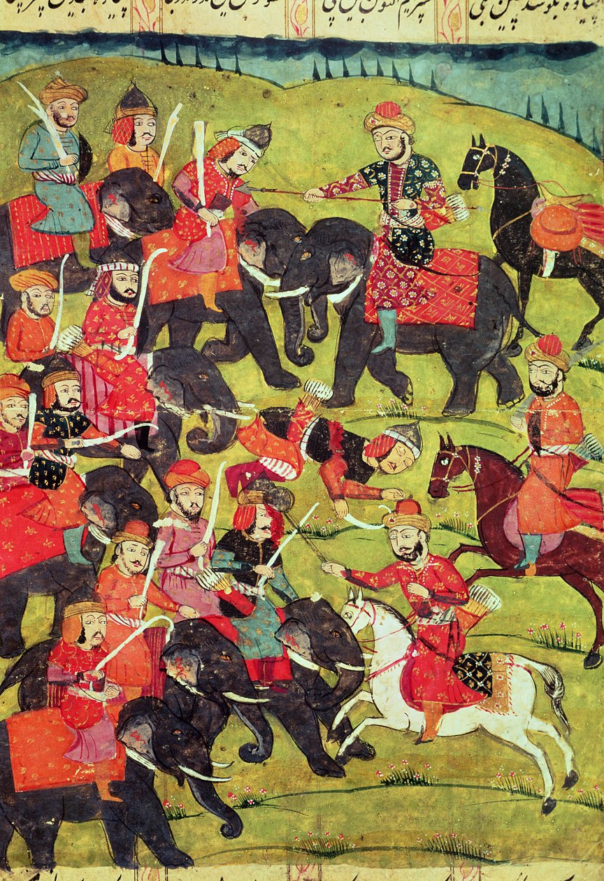 Bitevní scéna z „Shahnama“ (Kniha králů) od Abu