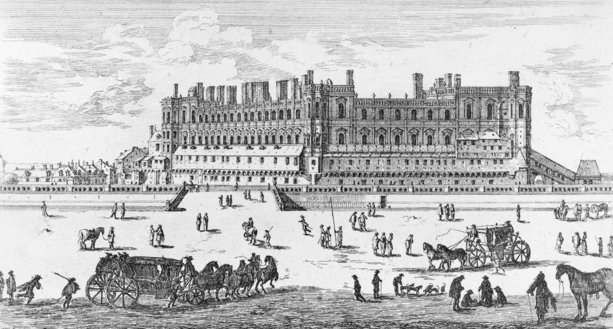 Pohled na zámek Saint-Germain-en-Laye, 1658 (rytina) (černobílá fotografie) od Israël Silvestre the Younger