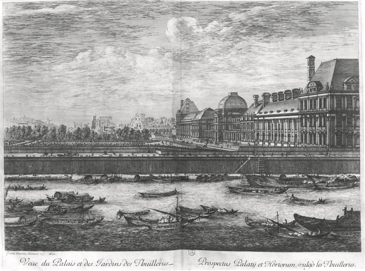 Pohled na Palais des Tuileries a zahrady, 1670 od Israël Silvestre the Younger